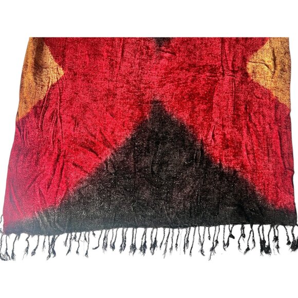 Sparkly Shawl With Fringe By B.M. Lovely Shawls Maroon Gold Black w/ tag - Picture 7 of 8